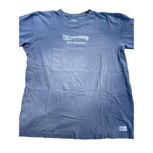 Life Is Good Grill Sergeant Graphic Tee Shirt Gray Short Sleeves Size M